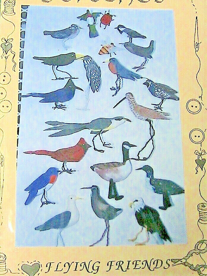 Birds~flying Friends 20 Tiny Cloth Art Doll Pins Pattern~oop~rare