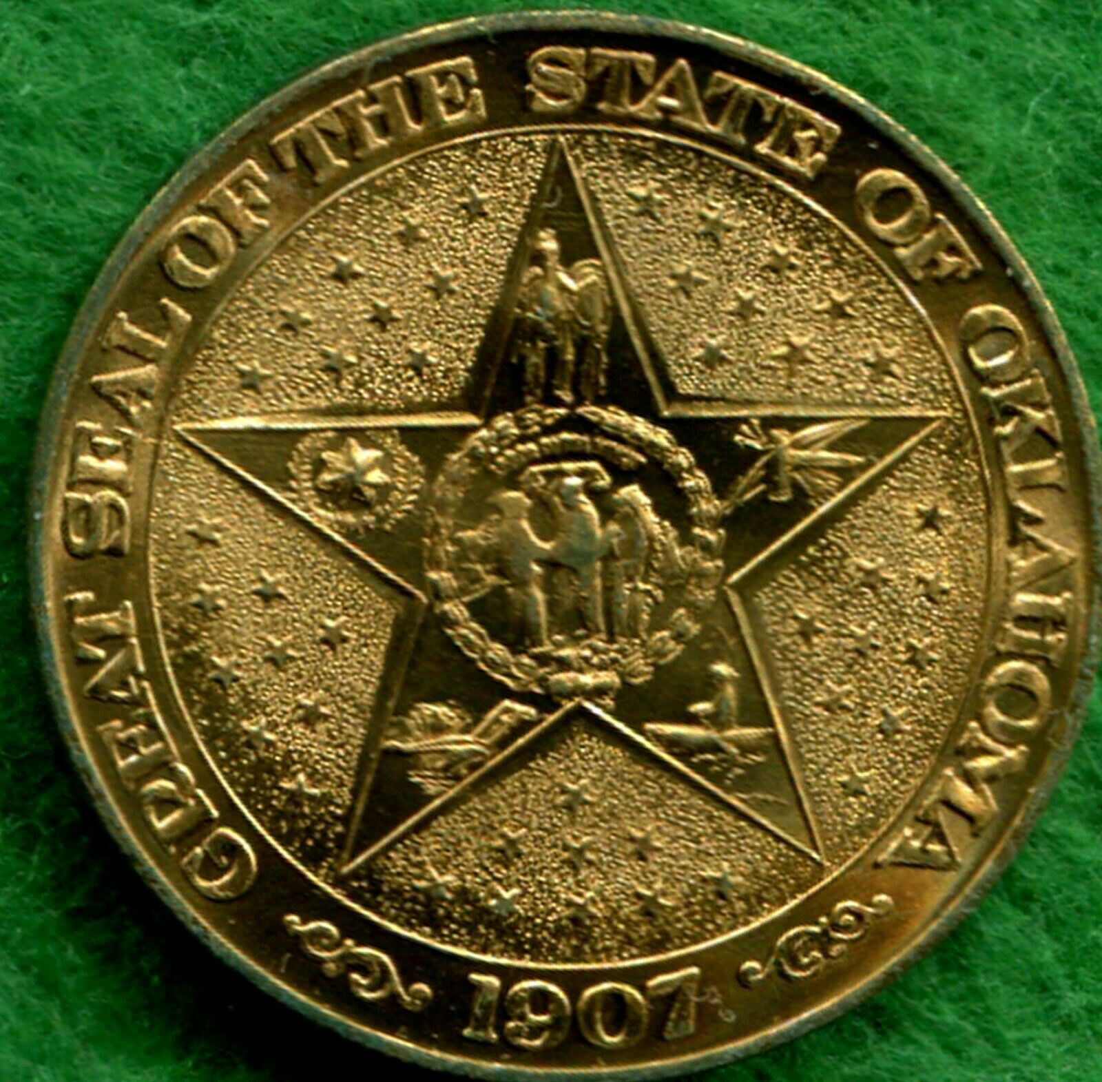 Oklahoma 50th Anniversary Brass Medal ~ The 46th State 1907-1957 ~ Uncirculated
