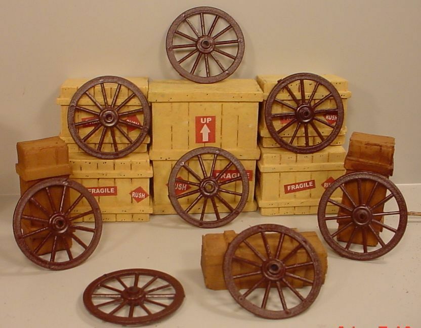 Wagon Wheels (8) Miniatures 1/24 Scale G Scale Diorama Accessory Items