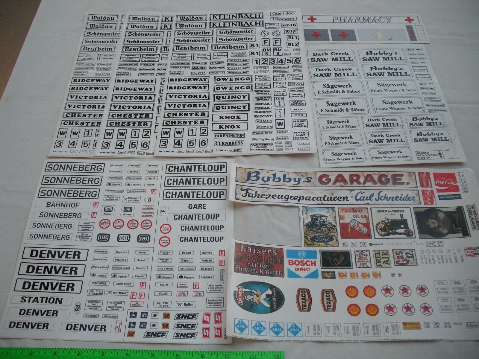 Lot Of Many Assorted Sign Decal Stickers, Store Building, Pola Piko,1of2,g Scale