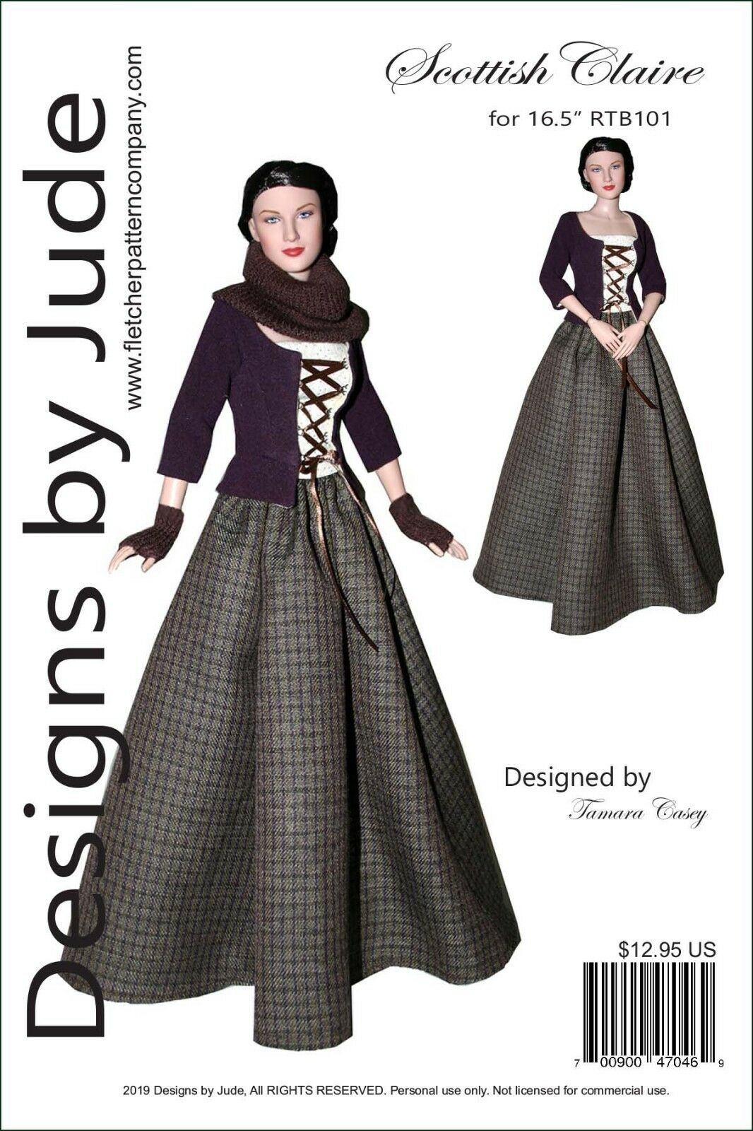 Outlander Scottish Claire Doll Sewing Pattern For Rtb101 Body Grace Tonner