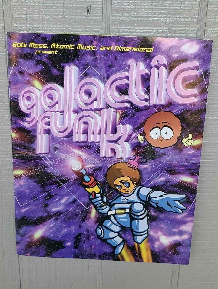 Vtg 1990s Galactic Funk Folding Rave Flyer Poster Austin Vicious Vic Feelgood