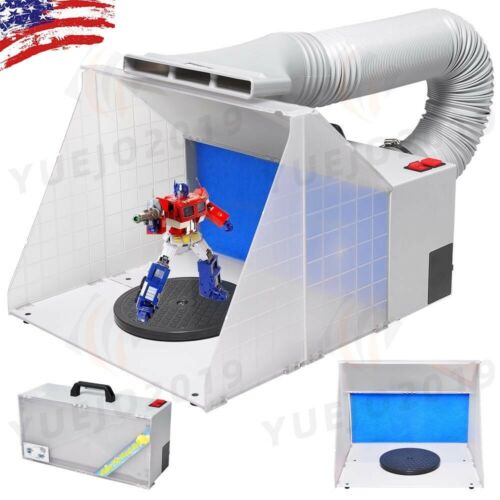 Airbrush Paint Spray Booth Kit W/ Turn Table Extension Hose For Toy Parts Model