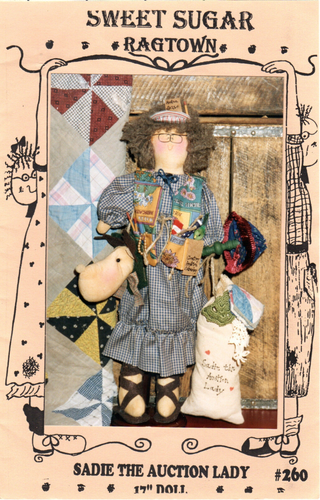 1994 Uncut Sweet Sugar Ragtown Doll Pattern 260 "sadie The Auction Lady" 17"doll
