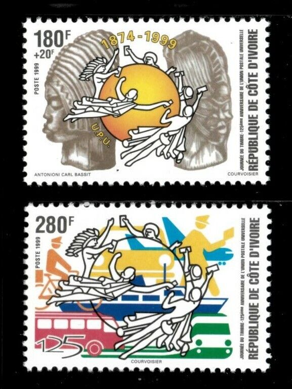 Ivory Coast 1999 - Upu, Postal Union, 125 Years - Set Of 2v - Sc 1034-35 - Mnh