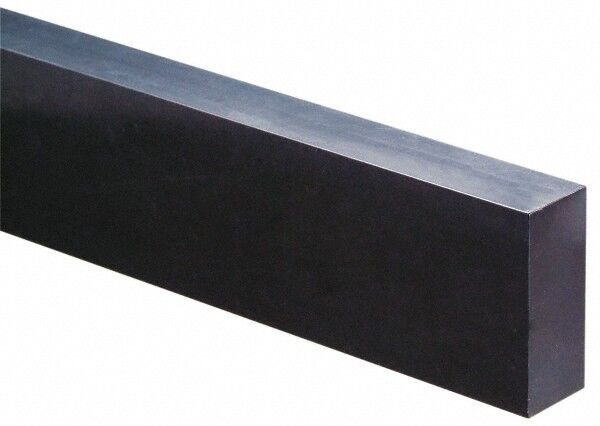 Made In Usa Porosity-free Black Acetal Rectangular Bar, 48" X 1-1/2" X 1/2"