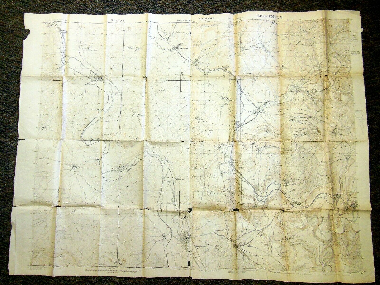 Ww1 Huge Very Rare Original U.s.a Army Used Map Of Germany For Troop Planning.
