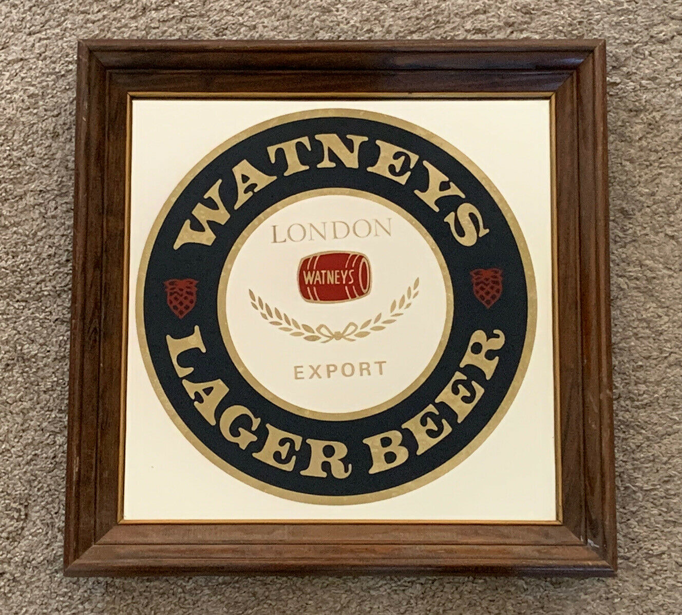 London England Watneys Imported Red Barrel Lager Beer Mirror Sign, Man Cave, Bar