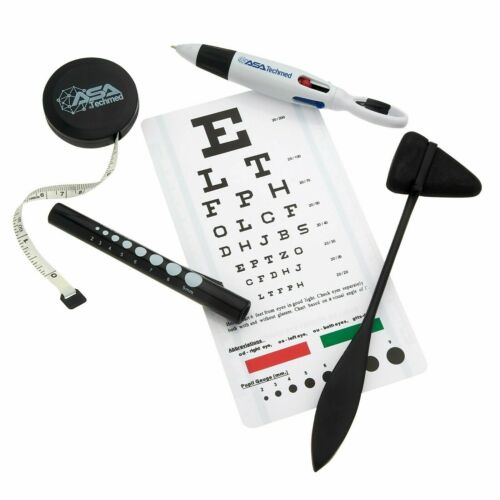 Snellen Eye Chart W Penlight Pupil Gauge, Taylor Hammer, Pen + Measuring Tape