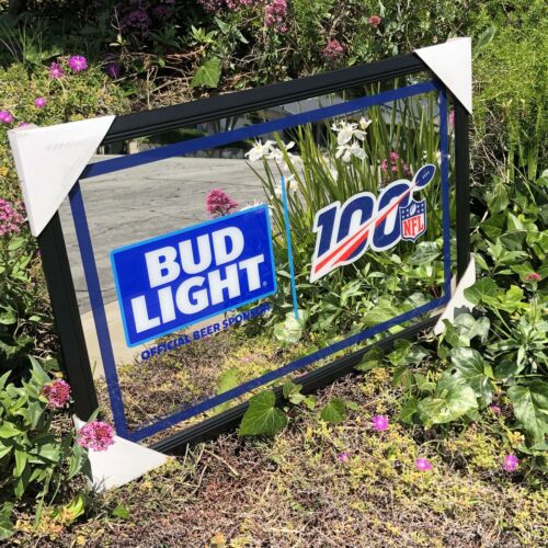 Bud Light Nfl 100th Season Football Beer Bar Mirror Man Cave Pub New
