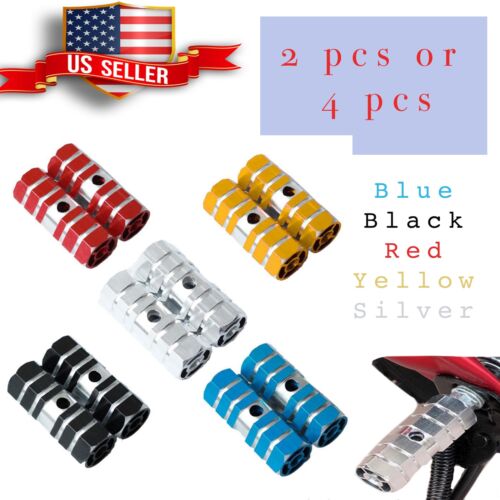 Small Hollow Hex Aluminum Foot Bike Pegs Black Gold Red Blue Upick 2pc 4pc