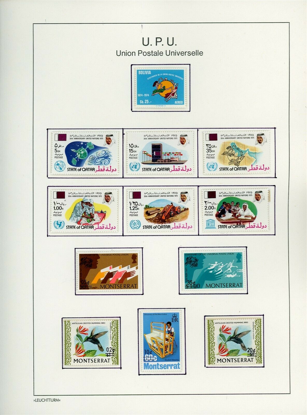 Upu Centenary (1974) Lighthouse Specialty Album Page Lot #170 - See Scan - $$$