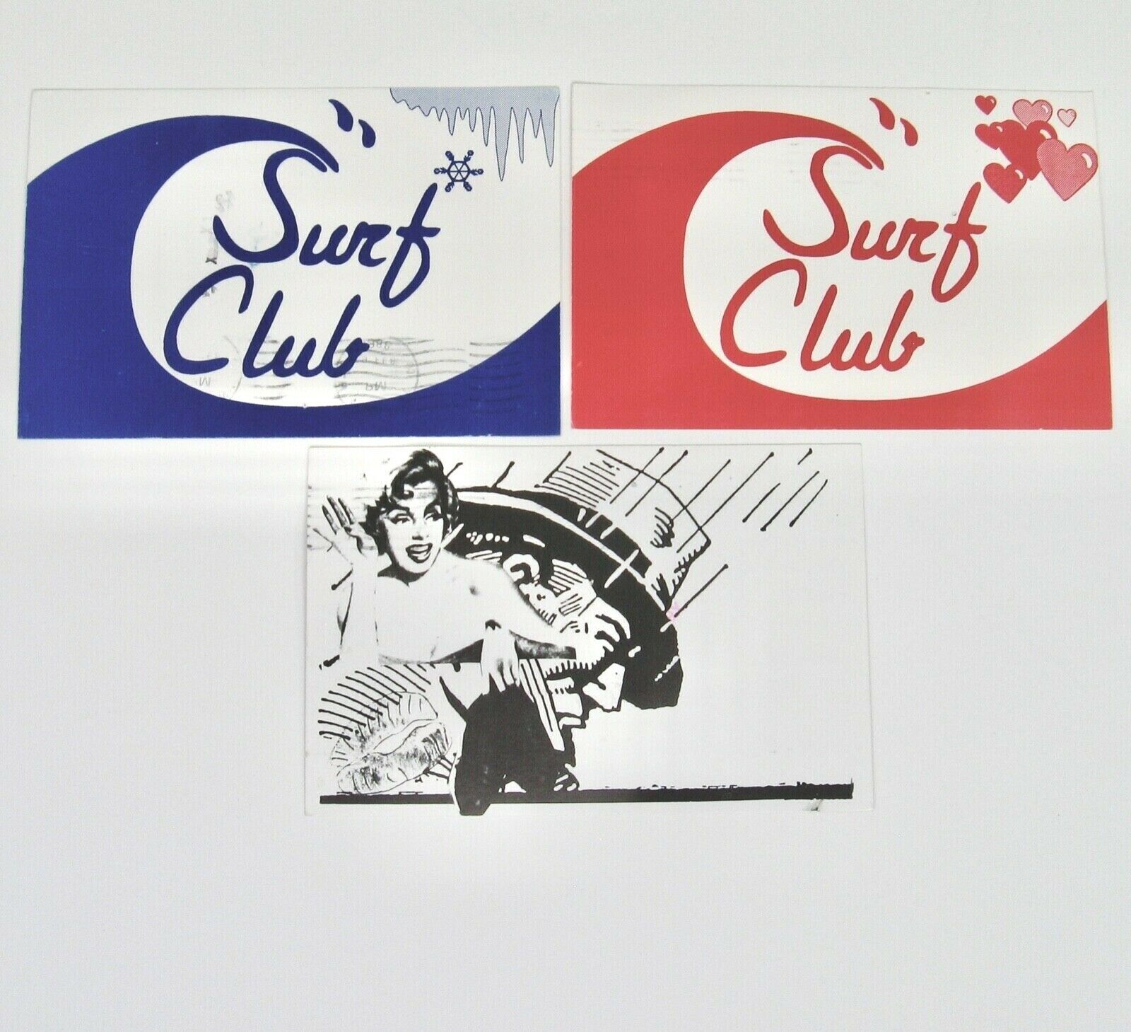 Lot of 3 Surf Club NYC Party Flyers Postcards Invitations Club 1980s