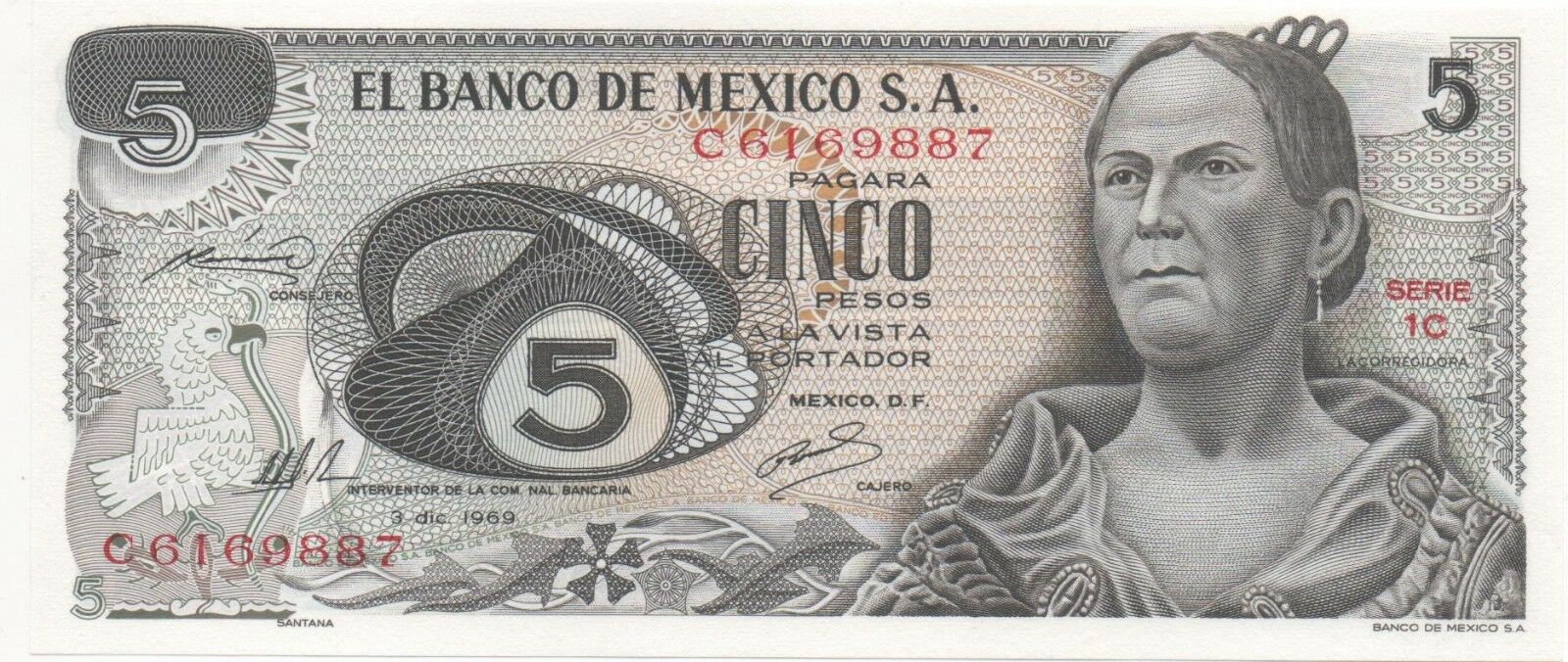 Mexico Banknote 5 Pesos Au Unc Crisp Paper Money - Mix Year - Few Available Rare