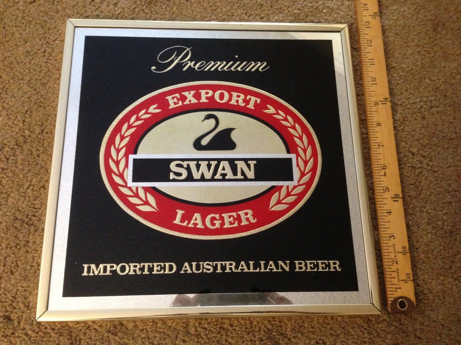 Premium Export Swan Lager Australian Mirror Beer Sign  Approx 13" X 13"