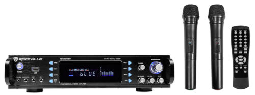 Rockville RPA70WBT 1000w 2-Ch USB Bluetooth Pro/Karaoke Amplifier/Mixer+(2) Mics