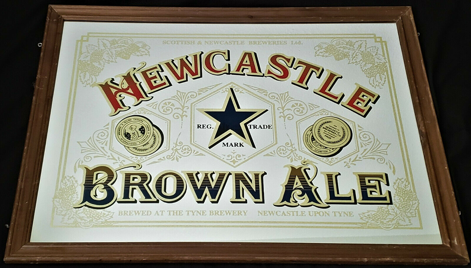 Newcastle Brown Ale Mirror 24-5/8" X 32-5/8" Vg+ Condition