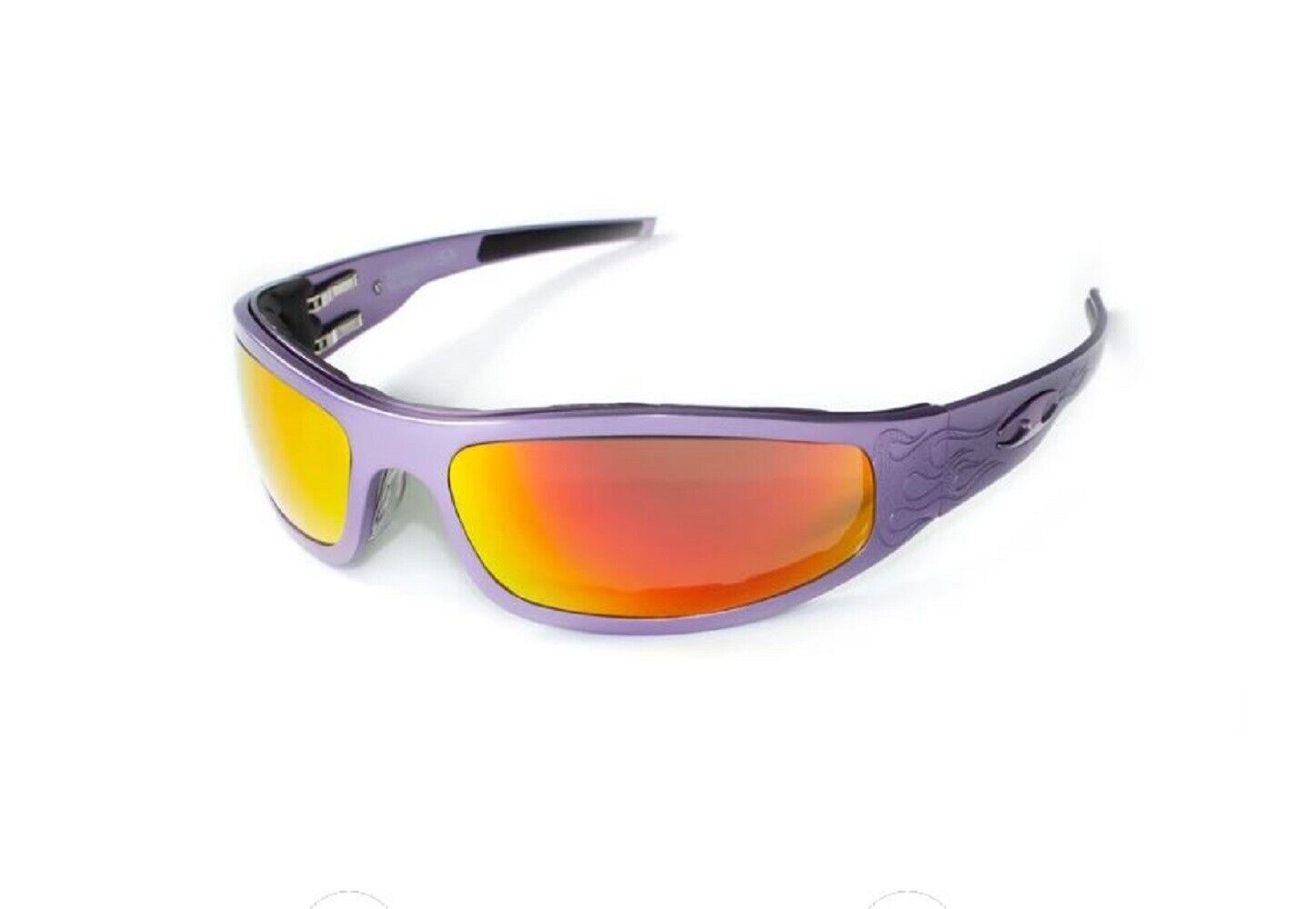 New Icicles Baby Bagger Polarized Mirror Orange Lens Sunglass Purple Flame Frame
