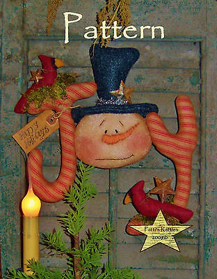 Primitive Patti's Ratties JOY Snowman Door Doll Tree Topper Paper Pattern 258